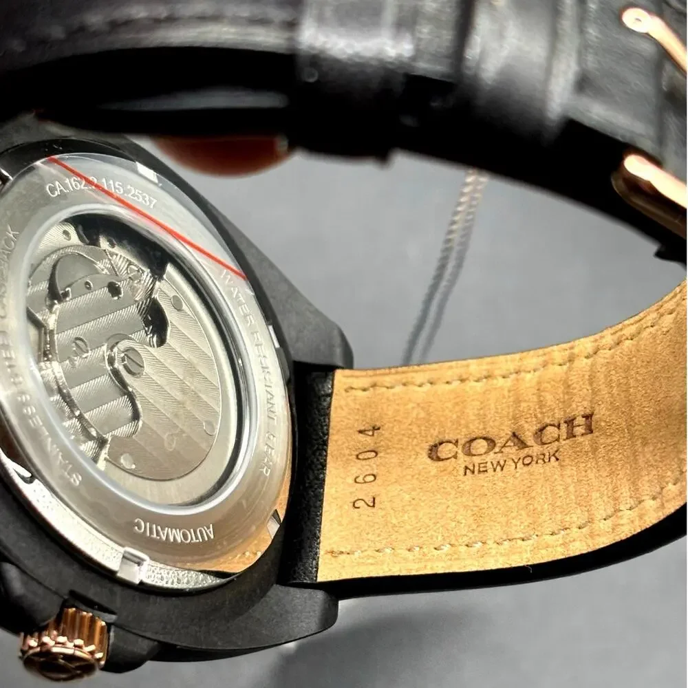 Coach Charter 14602734 Automatic 44mm Black Leather Men’s Watch NIBWT